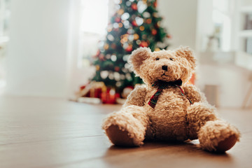 Teddy bear as Christmas gift for children.