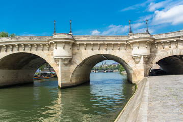 Fototapeta premium Paris, panorama of the Pont-Neuf, with the pont des Arts and the Louvre in background 