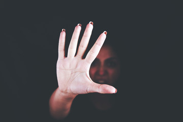 woman defending herself, can be used for domestic violence concept