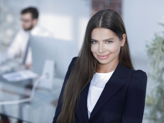 closeup of confident business woman
