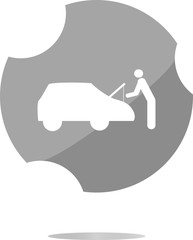 man and car on web icon (button) isolated on white