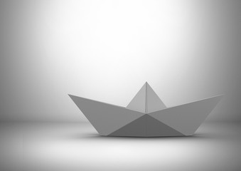 Paper boat in room