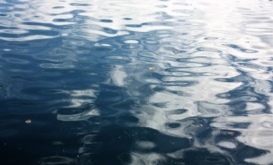 Water surface blue light waves with reflections