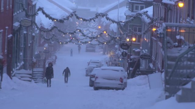 Winter gale at christmas time at the town of Roeros