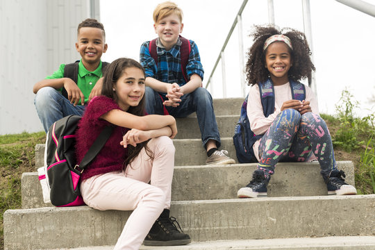 group pre-teen School Pupils Outside of the Classroom