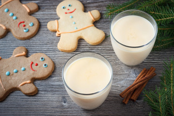 Homemade Christmas Eggnog with Cinnamon and Nutmeg