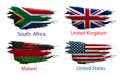 set smear paint of flag on white background