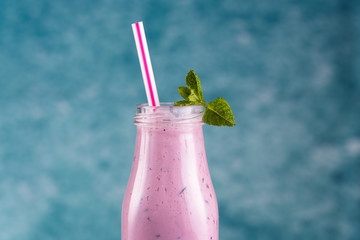 Blueberry smoothie closeup
