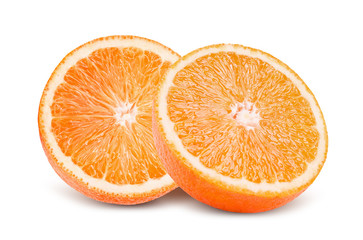 halves of orange isolated on a white background