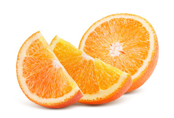 orange with slices isolated on a white background