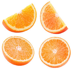 collection of orange slices isolated on a white background