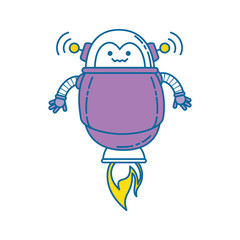 Fototapeta premium electronic robot with fire flame