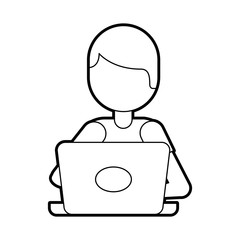 cartoon programmer laptop working writing code