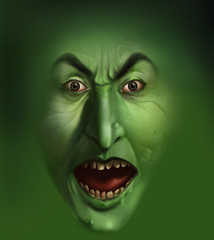 Green witch face