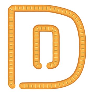 Letter d bread icon, cartoon style