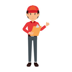 delivery worker with clipboard avatar character