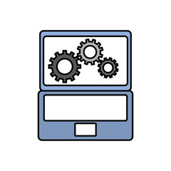 laptop and gears hardware technical icon web icon