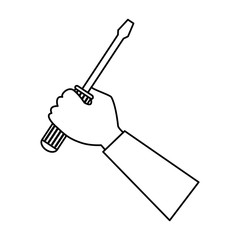 hand with screwdriver tool isolated icon vector illustration design