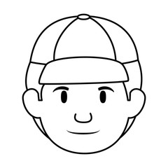 delivery worker head avatar character vector illustration design