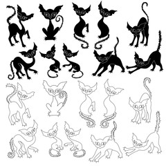 Set of twenty Halloween cats
