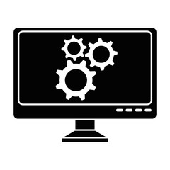 computer display with gears machine vector illustration design