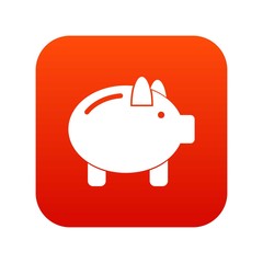 Piggy bank icon digital red