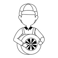 mechanic with tire avatar character