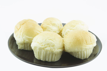 Pandan Custard Bread on White.