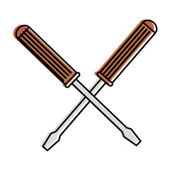 screwdrivers crossed tools isolated icon