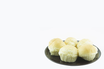 Pandan Custard Bread on White.