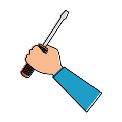 hand with screwdriver tool isolated icon