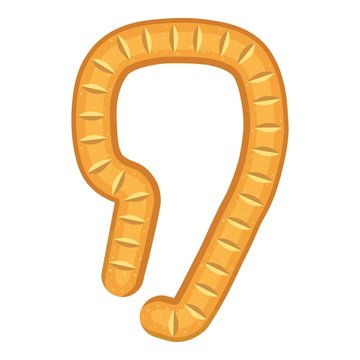 Sign comma bread icon, cartoon style