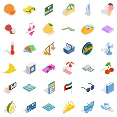 Happiness icons set, isometric style