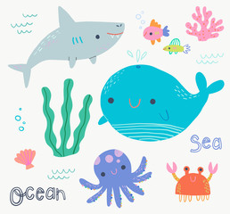 Cute Ocean Animal clip art set