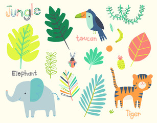 Cute jungle animal clip art set