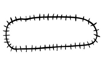 Hand Draw Sketch of Rectangle Patch and Stitching Effect, isolated on white