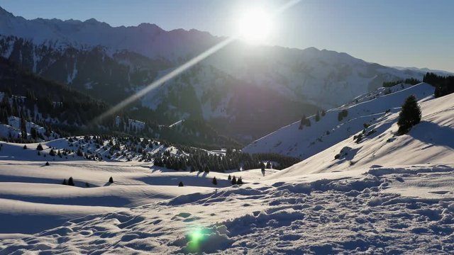 Snowboarder successful young woman adventure to snowy alps mountains, Swiss. Snowboard and ski healthy activities. Footage