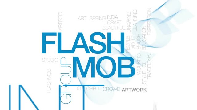 Flash mob animated word cloud, text design animation. Kinetic typography.