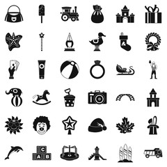Toy icons set, simple style