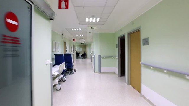 Emergency fast move pov in corridor of the hospital