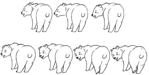 Frames sprite sheet - cartoon bear look back