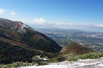 Mountains Overlook Squaw Peak And Provo Utah Early Snow 01