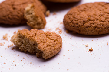 a piece of oatmeal cookies closeup