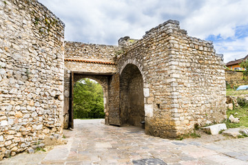 Ancient gate on Old fortress ruins of tzar Samuel in Ohrid, Macedonia
