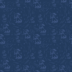 Seamless pattern winter rabbit