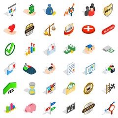 Quality icons set, isometric style