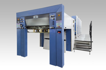 four-section offset printed machine. Isolated with clipping path