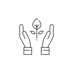 Fototapeta na wymiar leaf in hand icon