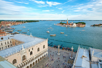 Fototapeta premium Aerial view of the Doge's Palace ,Piazza San Marco and the city of Venice