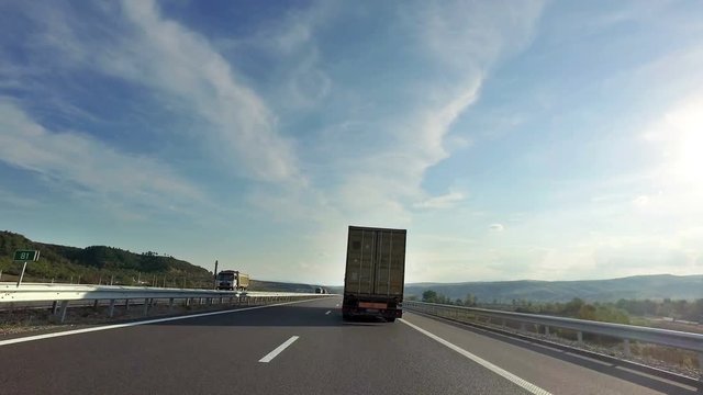 Semi truck going fast on highway